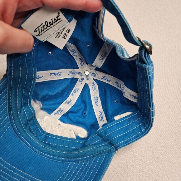 Titleist Women's Light Blue FootJoy FJ Pro V1‎ Golf Hat Distressed Faded Look - Picture 11 of 13